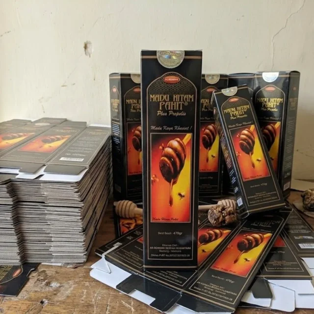 kemasan box madu hitam pahit arrohmah